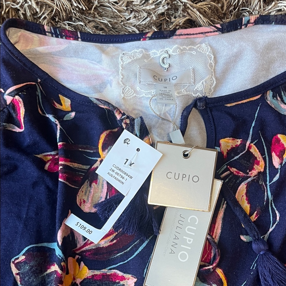 Cupio Navy Floral Long Sheer Sleeve Dress - Picture 4 of 12